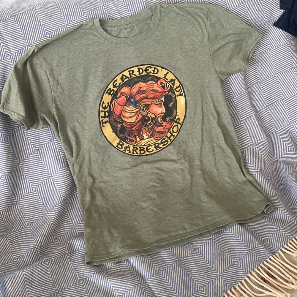 Bearded lady barbershop tee in green